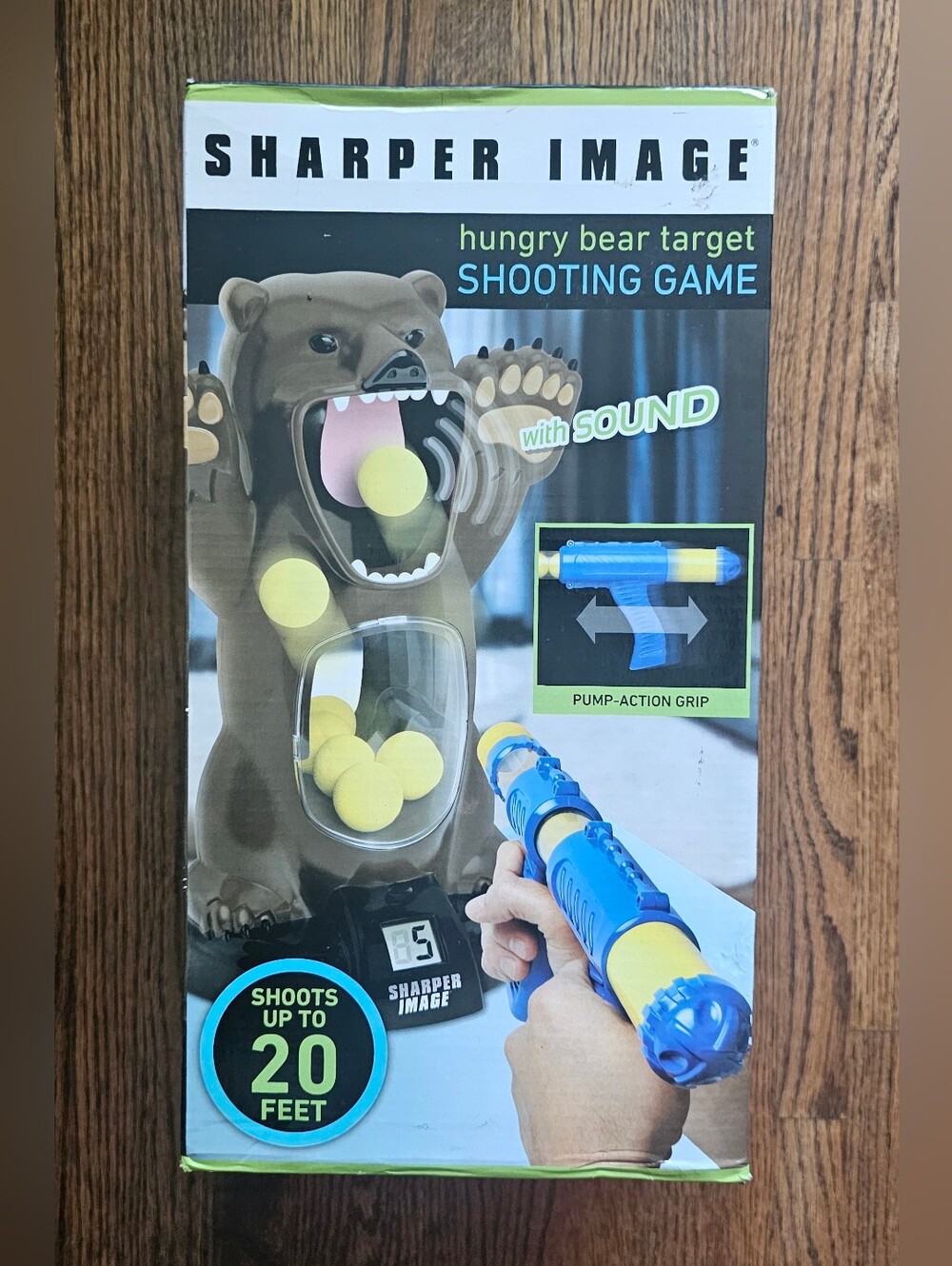 Sharper Image NIB Hungry Bear Target Shooting Game Launcher & Balls with Sound